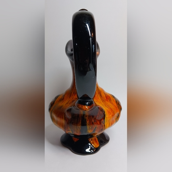 Pottery Evangeline Ware Drip Glaze Orange Dark Brown/Black Jug Vintage Pitcher - Picture 4 of 6